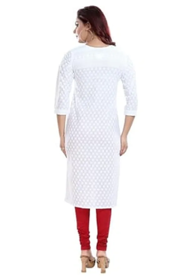 Radiant_Pristine_White_Graceful_White_Rayon_Chikankari_Straight_Kurti