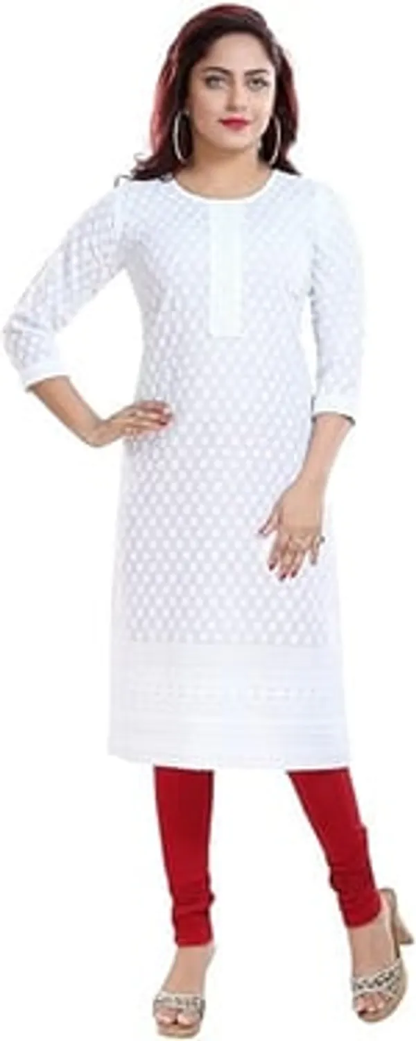 Radiant_Pristine_White_Graceful_White_Rayon_Chikankari_Straight_Kurti