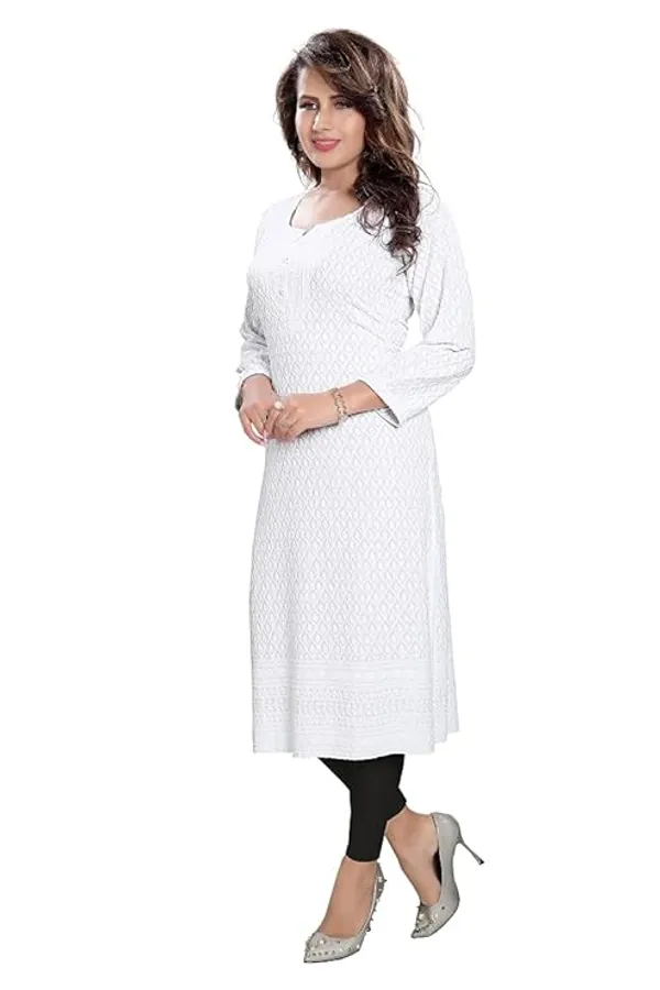 Pristine_White_Premium_Rayon_Chikankari_Straight_Kurti