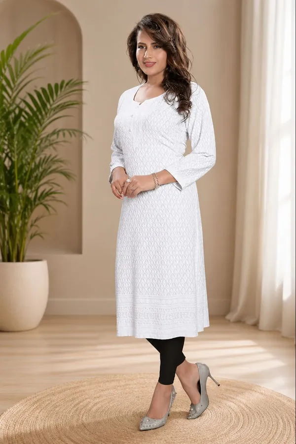 Pristine_White_Premium_Rayon_Chikankari_Straight_Kurti