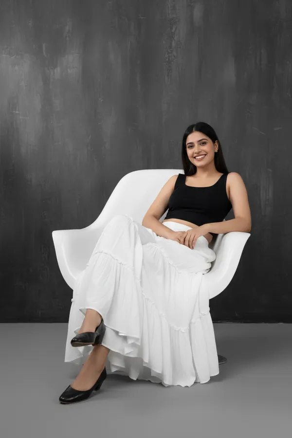 White_Women_Premium_Rinkal_Flared_Tiered_Palazzo
