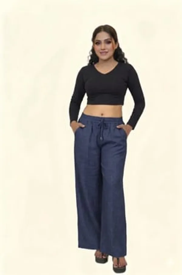 Blue_Premium_Linen_Wide_Leg_Palazzo
