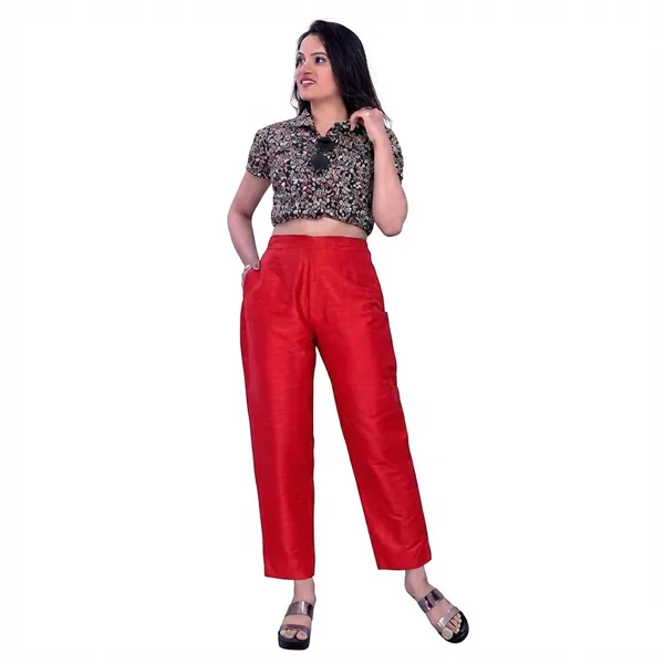 Red_Premium_Cotton_Silk_Straight_Pant
