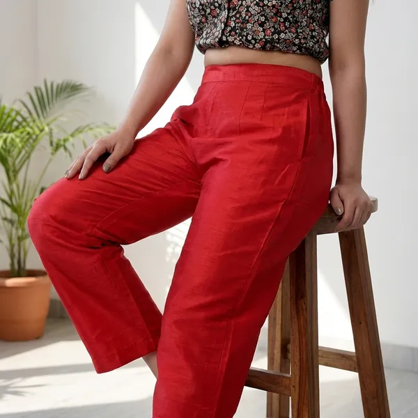 Red_Premium_Cotton_Silk_Straight_Pant