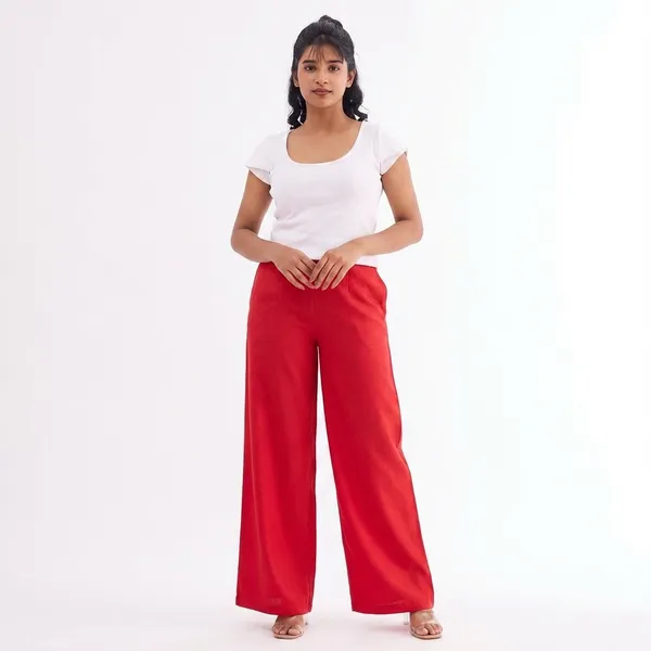 Red_Women_Premium_Rayon_Wide_Leg_Palazzo