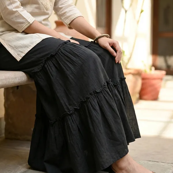 Black_Women_Premium_Rinkal_Flared_Tiered_Palazzo