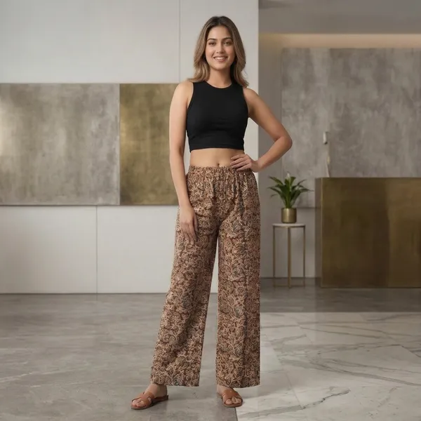 Multicolor_Traditional_Kalamkari_Gamthi_Wide_Leg_Palazzo