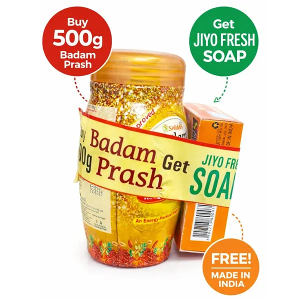 Buy_500_Gm_Badam_Prash_Get_Jiyo_Fresh_Soap_Free_Badam_Prash_Is_A_Very_Unique_Combination_Of_Herbal_Drug_It_Is_Highly_Recommended_In_General_Weakness_And_Also_Give_Strength_To_The_Brain