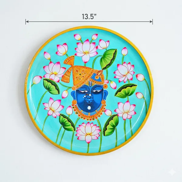 Torqoise_Wooden_Premium_Mukharbind_Plate_For_Home_Decor