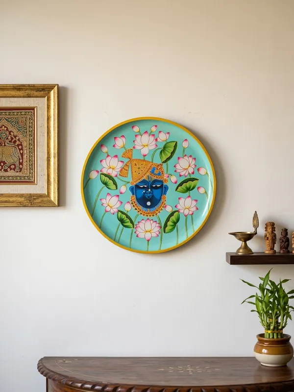 Torqoise_Wooden_Premium_Mukharbind_Plate_For_Home_Decor