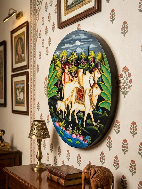 Dark_Green_Wooden_Premium_Cows_Decor_Plate_For_Home_Decor