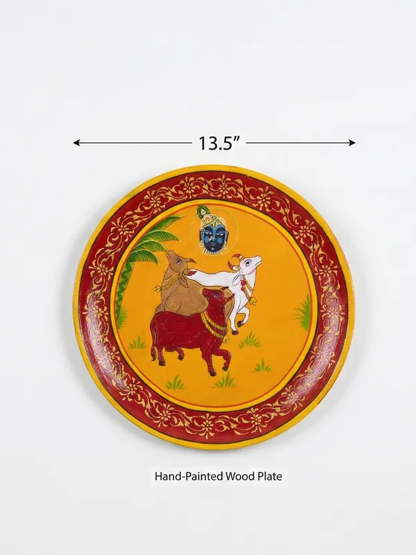 Orange_Wooden_Premium_Cows_Decor_Plate_For_Home_Decor