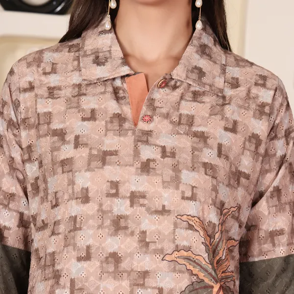 Beige_Printed_Chikan_Co-ord_Set