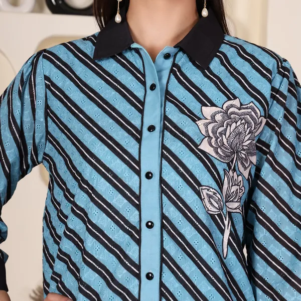 Blue_Printed_Chikan_Shirt_Set