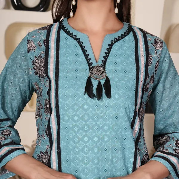 Sky_Blue_Chikan_Co-ord_Set_With_Decorative_Brooch