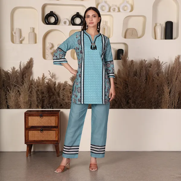 Sky_Blue_Chikan_Co-ord_Set_With_Decorative_Brooch