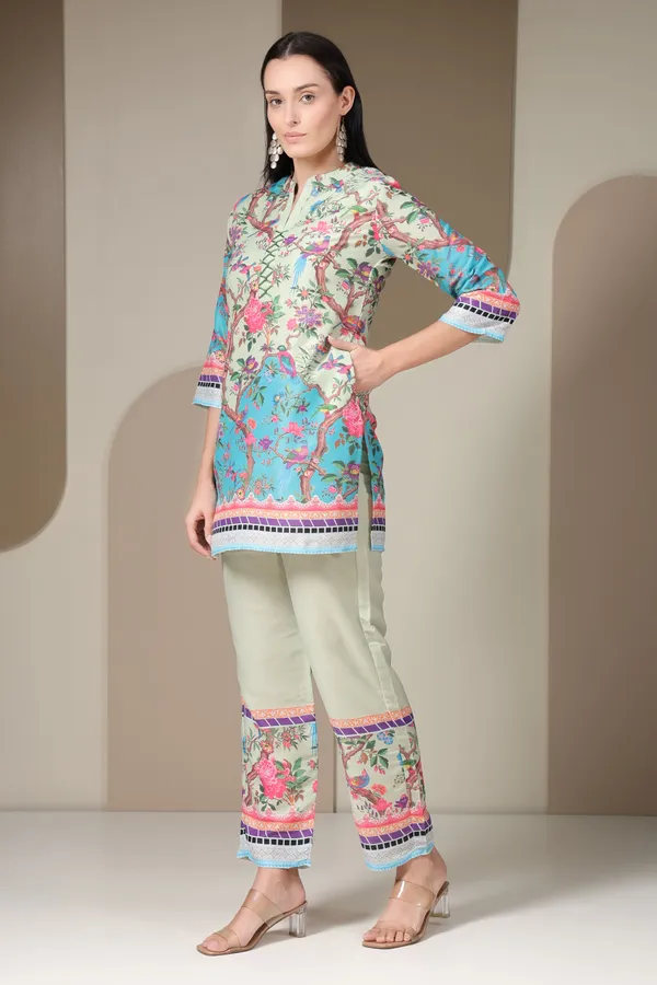 Yellow_And_Turquoise_Printed_Co-ord_Set_For_Women
