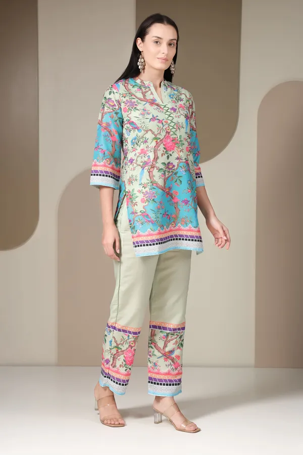 Yellow_And_Turquoise_Printed_Co-ord_Set_For_Women