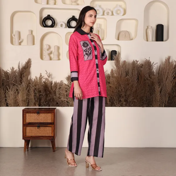Pink_Chikan_Shirt_Set_for_Women