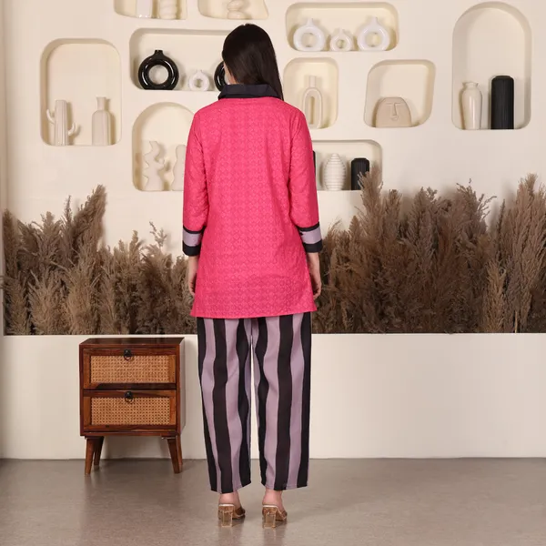 Pink_Chikan_Shirt_Set_for_Women