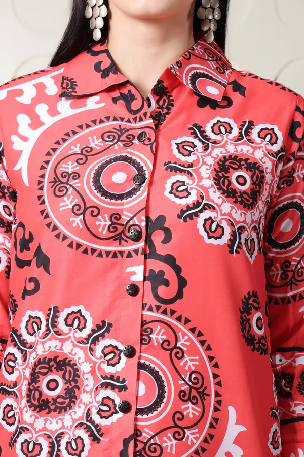 Coral_Pink_Printed_Shirt_Set_With_Mandala_Design