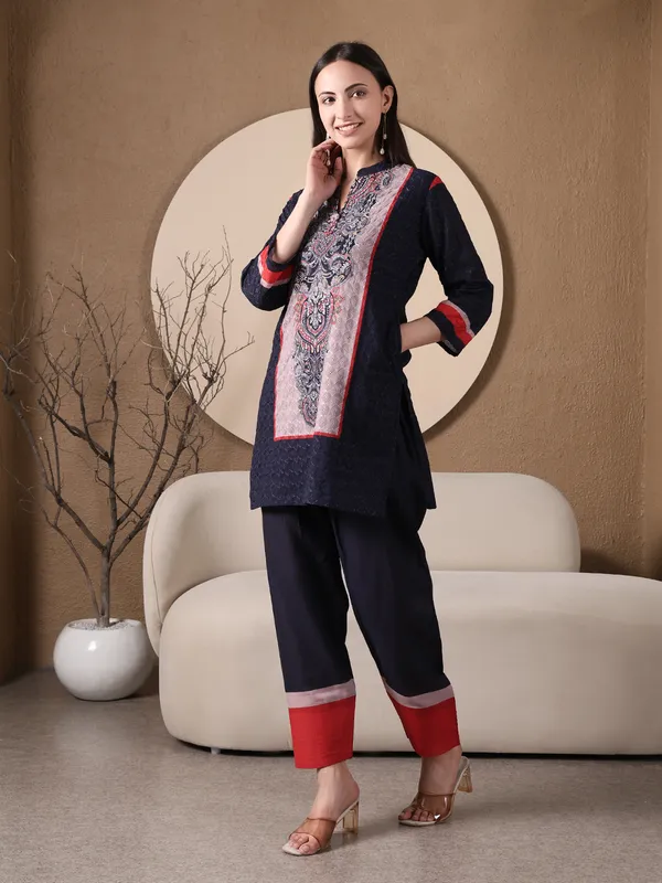 Navy_Blue_Printed_Chikan_Co-ord_Set