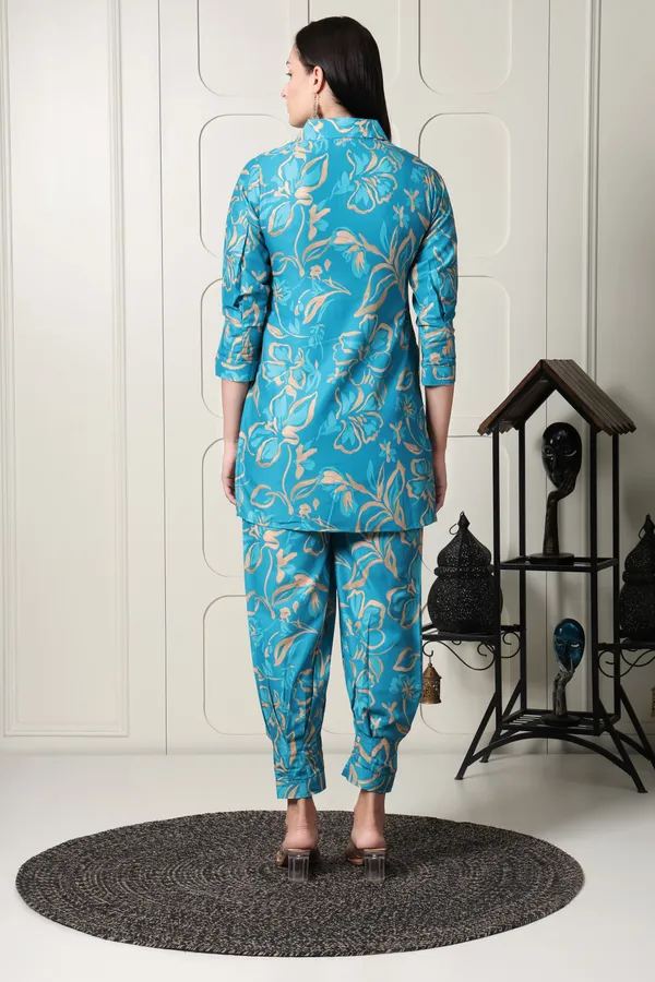 Turquoise_Floral_Printed_Co-ord_Set_For_Women