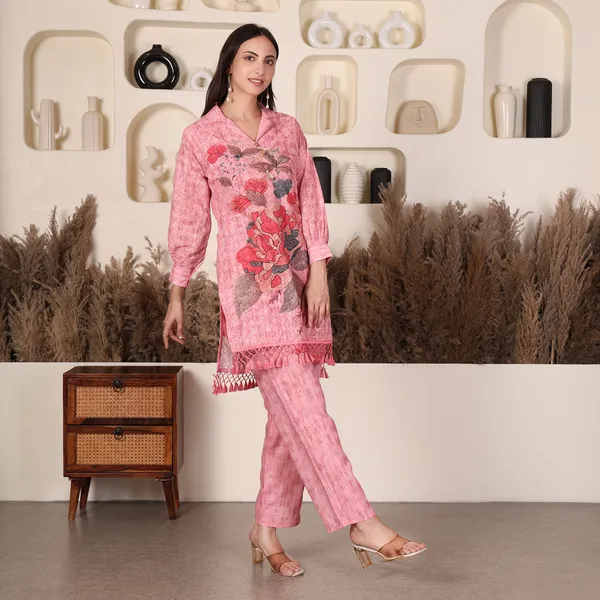 Pink_Chikan_Co-ord_Set_With_Lace_Detailing