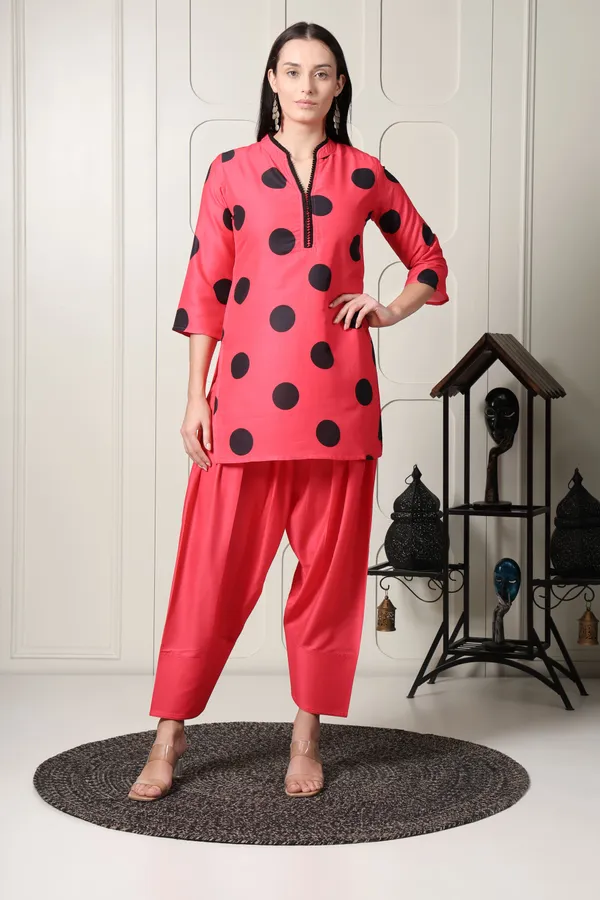 Red_And_Black_Co-ord_Set_With_Polka_Dots
