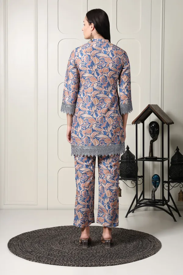 Women's_Floral_Printed_Co-ord_Set_With_Lace_Detailing_-_Blue_And_Peach