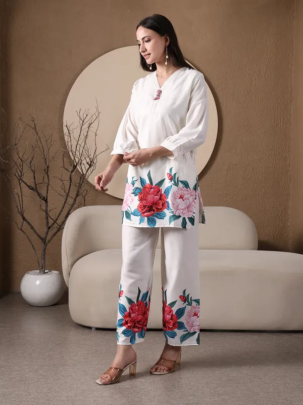 White_Floral_Printed_Co-ord_Set_For_Women