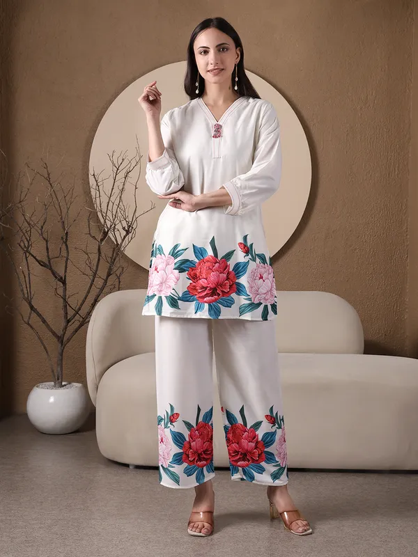 White_Floral_Printed_Co-ord_Set_For_Women