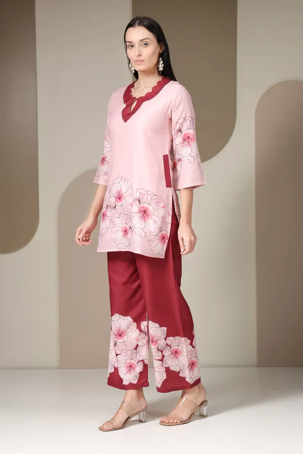 White_And_Pink_Floral_Printed_Co-ord_Set