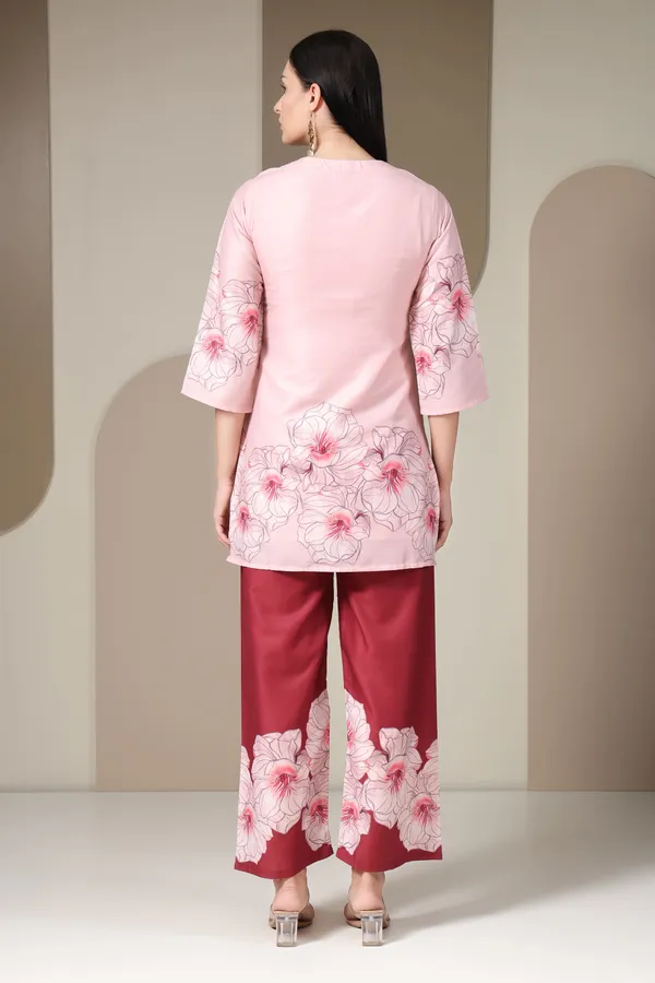 White_And_Pink_Floral_Printed_Co-ord_Set