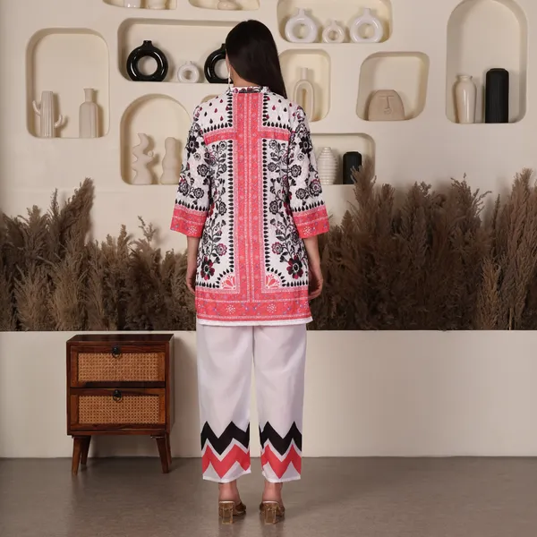 White_And_Pink_Floral_Chikan_Co-ord_Set