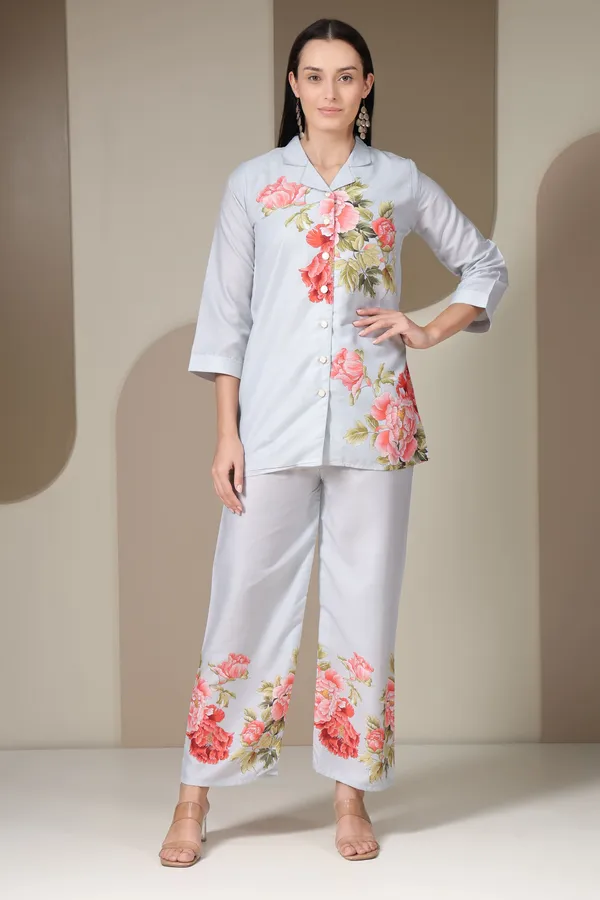 Women's_Off-White_Floral_Print_Collared_Shirt_Set