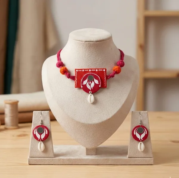 Handcrafted_Red_Terracotta_Necklace_Set_With_Earrings