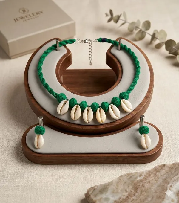 Green_Shell_Cowrie_Necklace_With_Matching_Earrings_-_Handcrafted_Bohemian_Jewelry_Set