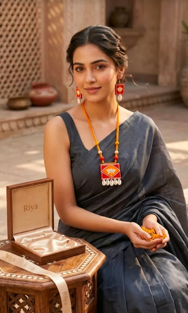 Traditional_Orange_&_Red_Lotus_Motif_Terracotta_Jewelry_Set_With_Earrings_And_Necklace