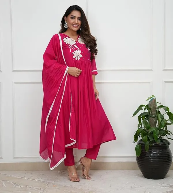 Embroidered_Flaired_Cotton_Rayon_Kurta_Set