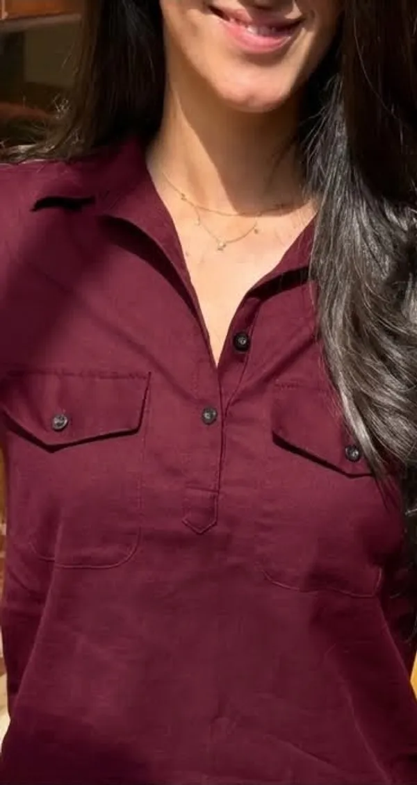 pure_cotton_maroon_Shirt_&_Trouser_Co-ord_Set
