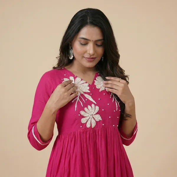 Embroidered_Flaired_Cotton_Rayon_Kurta_Set