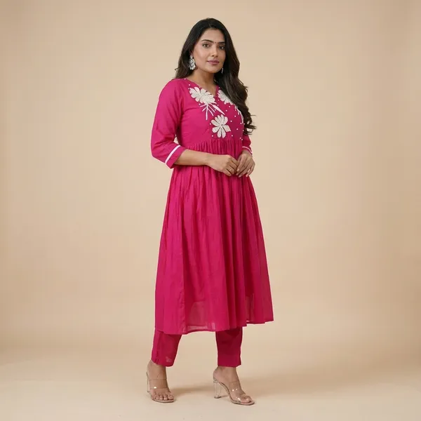 Embroidered_Flaired_Cotton_Rayon_Kurta_Set
