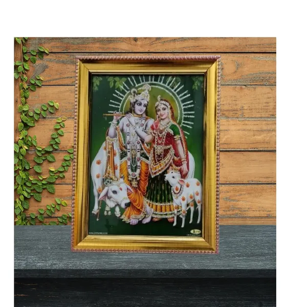 Golden_Radha_Krishna_Religious_Wall_Art_Gold_Frame_Photo_Decorative_Table_Top_Display_Green_Background