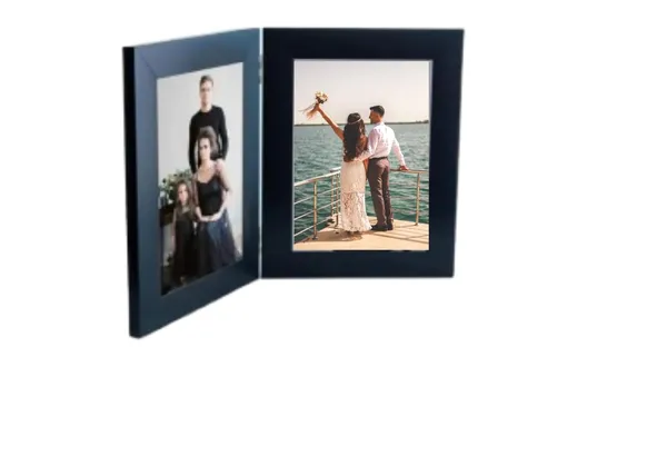 Black_Double_Photo_Frame_4X6_Inches_Hinged_Display_Stand_For_Home_Decor