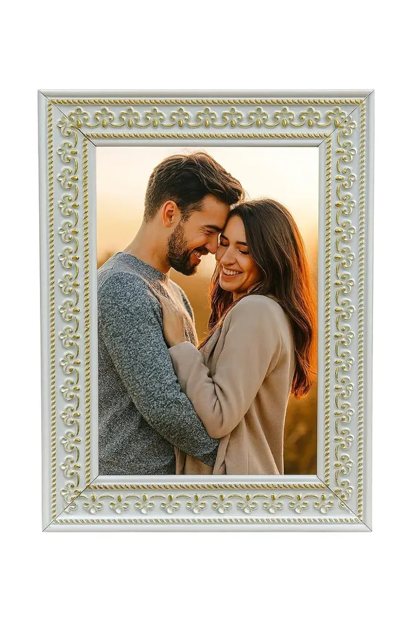 White_And_Golden_And_Photo_Frame_5X7_Inch_With_Table_Top_Stand_Wall_Hanging_Hook_Acrylic_Front_And_Mdf_Back