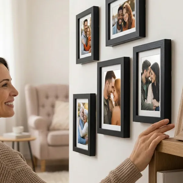 Black_Picture_Frame_Set_Of_4_Matt_Finish_Crystal_Clear_Ohp_Sheet_Wall_Mountable_Vertical_And_Horizontal_Display