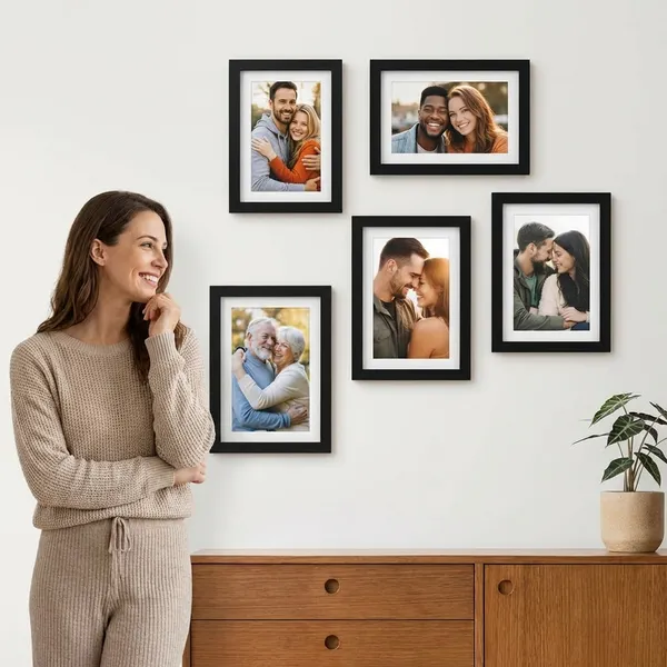 Black_Picture_Frame_Set_Of_4_Matt_Finish_Crystal_Clear_Ohp_Sheet_Wall_Mountable_Vertical_And_Horizontal_Display