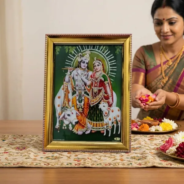 Golden_Radha_Krishna_Religious_Wall_Art_Gold_Frame_Photo_Decorative_Table_Top_Display_Green_Background