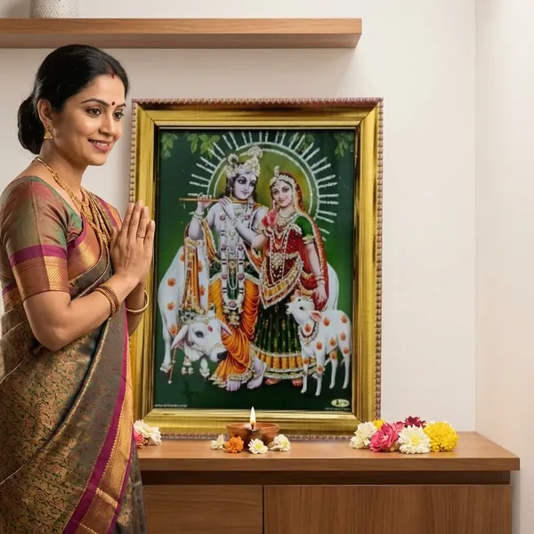 Golden_Radha_Krishna_Religious_Wall_Art_Gold_Frame_Photo_Decorative_Table_Top_Display_Green_Background